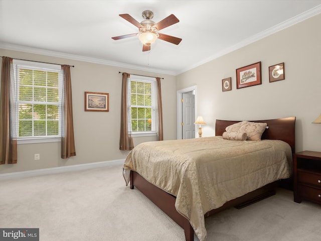 6720 Walter Scott Way, Columbia, MD 21044 - bedroom with crown molding, light colored carpet, and a ceiling fan