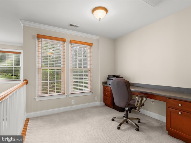 6720 Walter Scott Way, Columbia, MD 21044 - home office featuring crown molding and light colored carpet