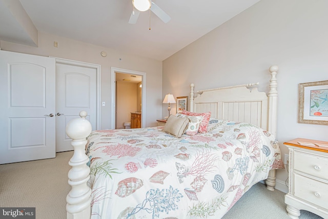 301 14th St Unit 304, Ocean City, MD 21842 - bedroom with carpet floors, connected bathroom, and ceiling fan