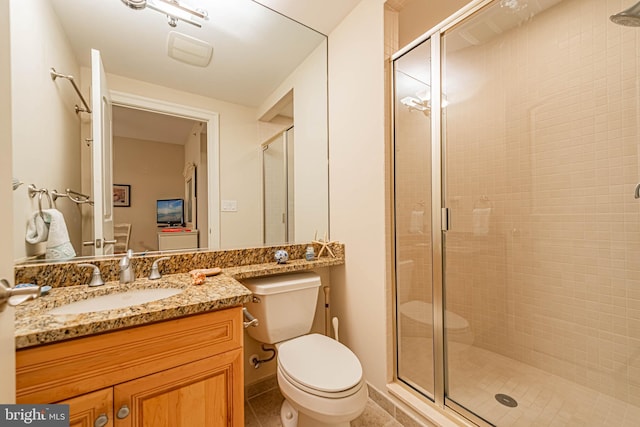 301 14th St Unit 304, Ocean City, MD 21842 - bathroom with a shower stall, vanity, and tile patterned floors