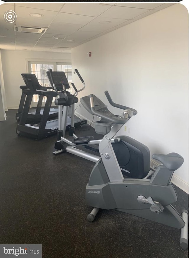 301 14th St Unit 304, Ocean City, MD 21842 - workout area with baseboards and a paneled ceiling