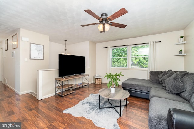 2110 Douglas Dr, Carlisle, PA 17013 - living room featuring wood finished floors and a ceiling fan