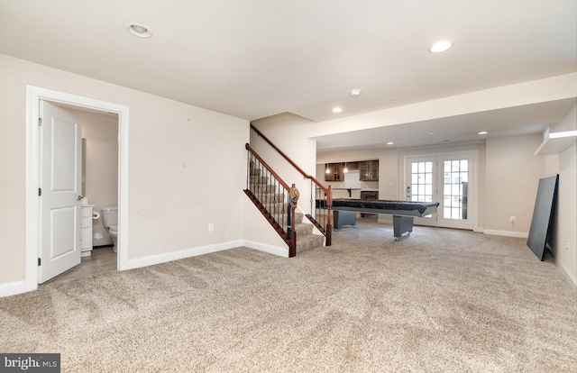 10535 Windlass Run Rd, Baltimore, MD 21220 - rec room featuring billiards, carpet floors, and recessed lighting