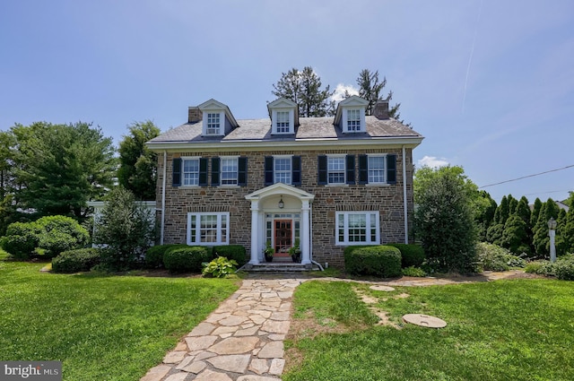152 Main St, New Providence, PA 17560 - colonial inspired home with stone siding and a front yard