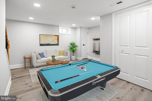 233 S Clinton St, Baltimore, MD 21224 - rec room featuring light wood-type flooring, billiards table, and recessed lighting