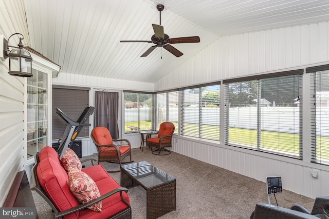421 Dart Dr, Hanover, PA 17331 - sunroom / solarium featuring ceiling fan, lofted ceiling, and healthy amount of natural light