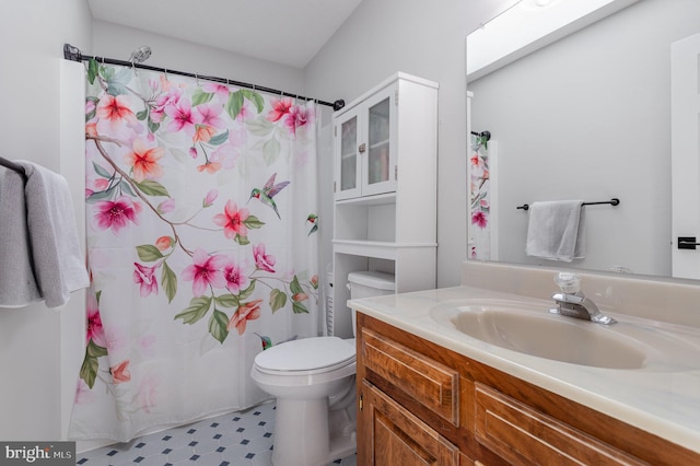 421 Dart Dr, Hanover, PA 17331 - full bath with vanity, tile patterned floors, and a shower with curtain