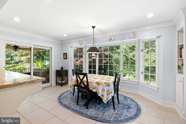 14 Birchall Dr, Haddonfield, NJ 08033 - dining room with plenty of natural light, light tile patterned floors, and recessed lighting