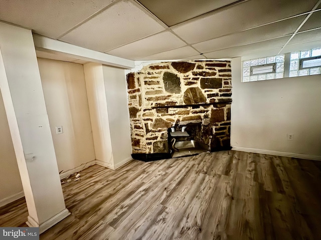 3913 Loch Raven Blvd, Baltimore, MD 21218 - living room featuring a drop ceiling and wood finished floors