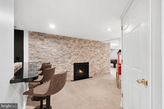 75 Bittersweet Dr, Doylestown, PA 18901 - office featuring carpet, a fireplace with flush hearth, and recessed lighting