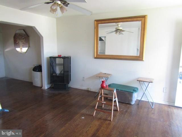 5045 Sheriff Rd NE, Washington, DC 20019 - living area with a ceiling fan and wood finished floors