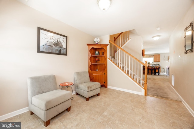 2751 Fynamore Ln, Downingtown, PA 19335 - sitting room with stairs and tile patterned floors