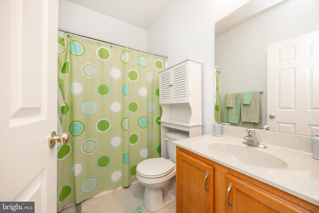 2751 Fynamore Ln, Downingtown, PA 19335 - bathroom with vanity, tile patterned flooring, and a shower with shower curtain