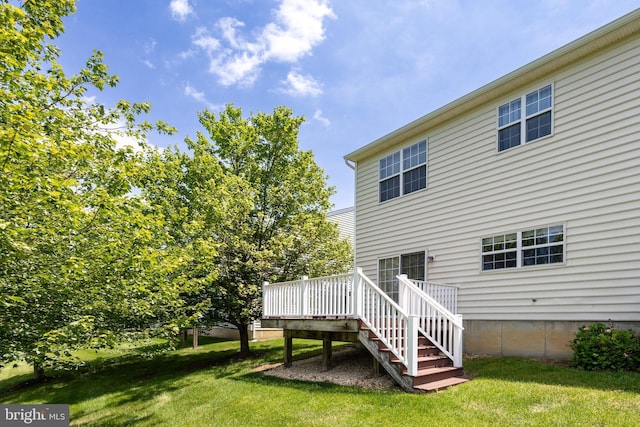 2751 Fynamore Ln, Downingtown, PA 19335 - rear view of house featuring a yard, a deck, and stairs