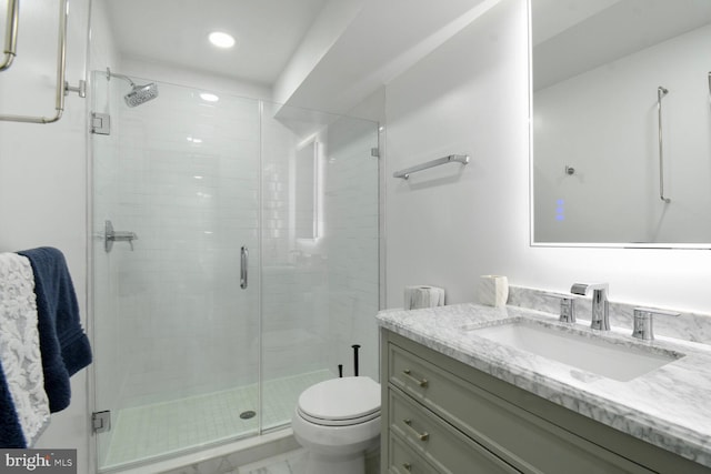 1427 K St SE, Washington, DC 20003 - full bathroom with vanity, a shower stall, and recessed lighting