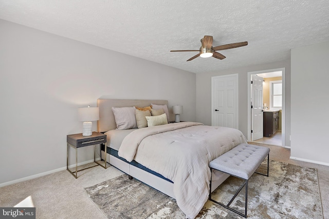 7728 Barnstable Pl, Rockville, MD 20855 - bedroom featuring carpet flooring, a textured ceiling, ceiling fan, and ensuite bathroom