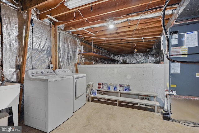 7728 Barnstable Pl, Rockville, MD 20855 - unfinished below grade area with washer and dryer and a sink