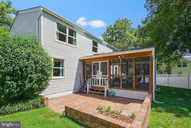 7728 Barnstable Pl, Rockville, MD 20855 - rear view of property featuring a sunroom and a patio area