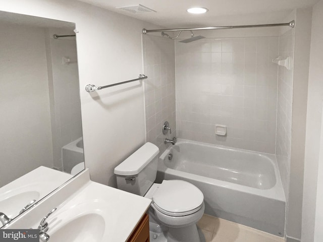 12054 Greatbridge Rd, Woodbridge, VA 22192 - full bath featuring vanity, recessed lighting, shower / bathtub combination, and tile patterned floors