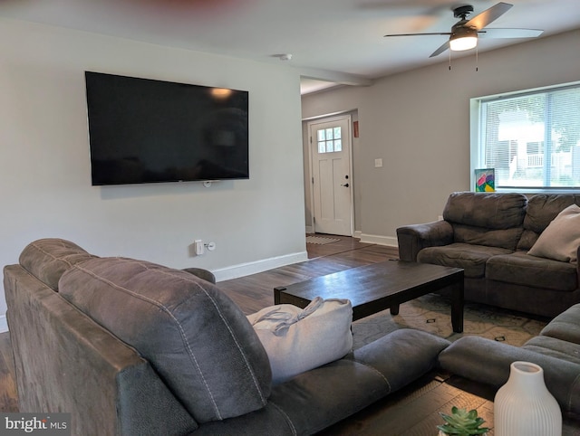 700 S Belleview Ave, Cinnaminson, NJ 08077 - living room with ceiling fan and wood finished floors