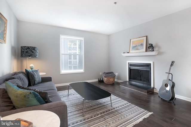 10248 Appalachian Cir Unit 1-D7, Oakton, VA 22124 - living area featuring a fireplace with raised hearth and wood finished floors