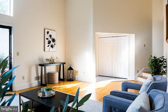 33 Sergeant St, Princeton, NJ 08540 - living area with a towering ceiling and wood finished floors