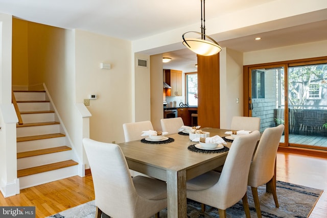 33 Sergeant St, Princeton, NJ 08540 - dining space featuring light wood-style floors, stairs, and recessed lighting