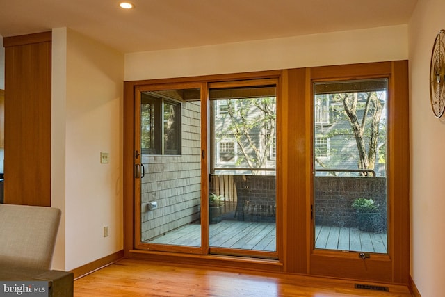 33 Sergeant St, Princeton, NJ 08540 - doorway to outside featuring light wood finished floors and recessed lighting