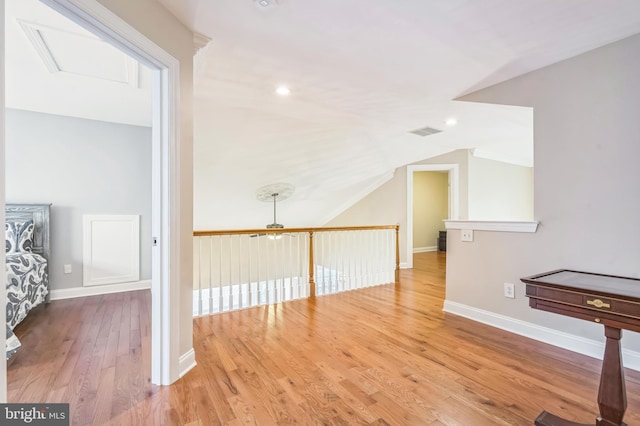 1 Springfield Ave, Berlin, NJ 08009 - hallway with wood finished floors, vaulted ceiling, and recessed lighting