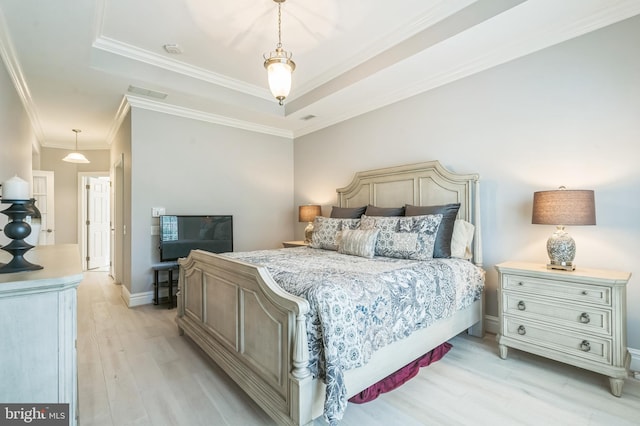 1 Springfield Ave, Berlin, NJ 08009 - bedroom featuring light wood-style flooring, a raised ceiling, and crown molding