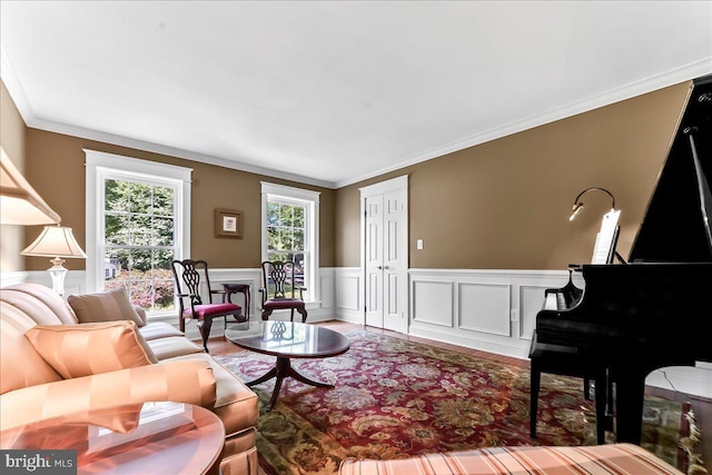 11 Georges Way, Glen Mills, PA 19342 - living room with wainscoting, crown molding, and wood finished floors