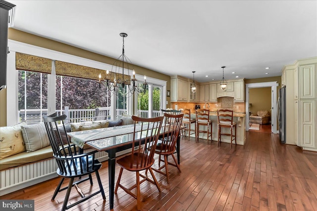 11 Georges Way, Glen Mills, PA 19342 - dining area featuring dark wood-style flooring, a chandelier, and recessed lighting