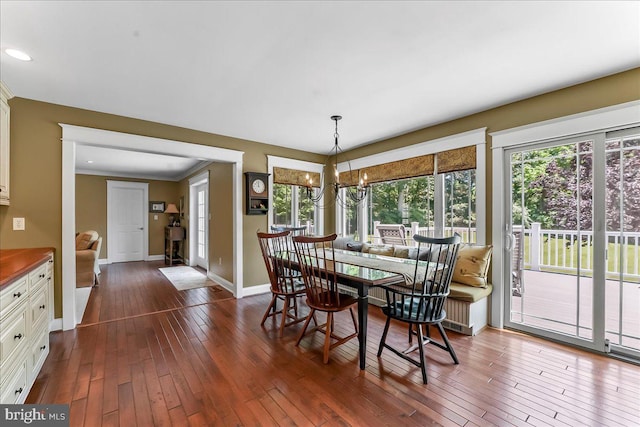 11 Georges Way, Glen Mills, PA 19342 - dining room featuring dark wood-style flooring, a chandelier, and recessed lighting