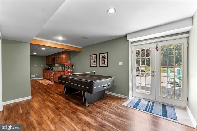 11 Georges Way, Glen Mills, PA 19342 - game room featuring french doors, dark wood finished floors, recessed lighting, and bar area