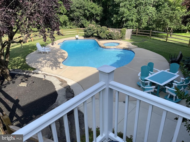 11 Georges Way, Glen Mills, PA 19342 - view of pool featuring an in-ground hot tub, a patio area, and view of scattered trees