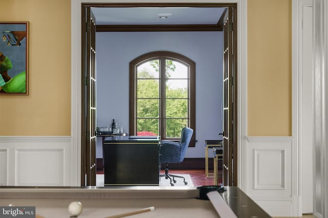 1315 Canal Rd, Princeton, NJ 08540 - office space with wainscoting, healthy amount of natural light, crown molding, and wood finished floors