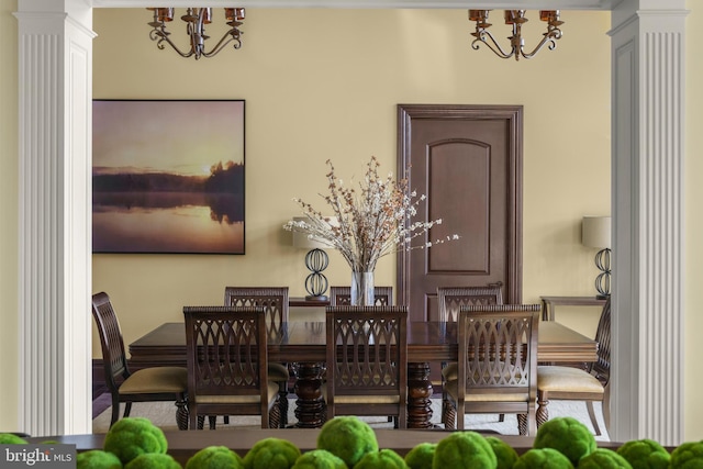 1315 Canal Rd, Princeton, NJ 08540 - dining space featuring a chandelier and ornate columns
