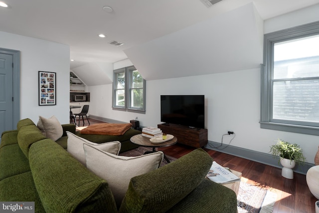 46 Park Pl Unit 3, Princeton, NJ 08542 - living room with wood finished floors, recessed lighting, and lofted ceiling