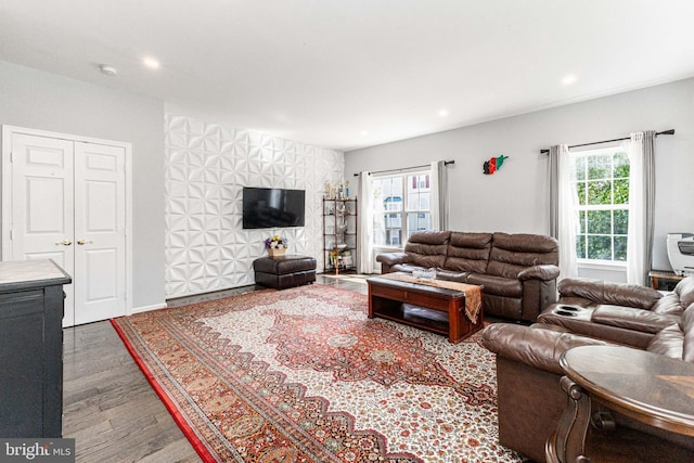 8226 Bates Rd, Lorton, VA 22079 - living area with healthy amount of natural light, wood finished floors, and recessed lighting