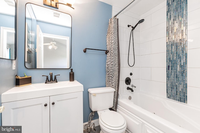 8226 Bates Rd, Lorton, VA 22079 - bathroom featuring vanity, shower / tub combo, and a ceiling fan