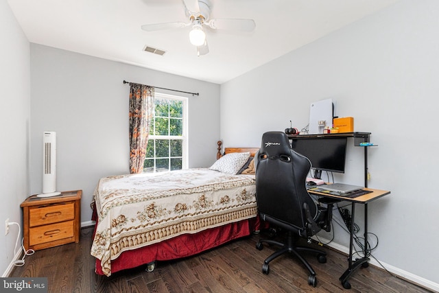 8226 Bates Rd, Lorton, VA 22079 - bedroom with wood finished floors, a ceiling fan, and an office area
