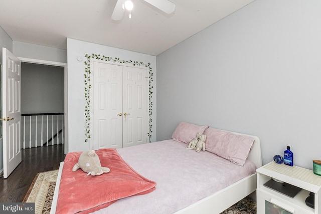 8226 Bates Rd, Lorton, VA 22079 - bedroom with wood finished floors, a closet, and ceiling fan