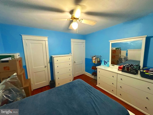 1021 Serrill Ave, Lansdowne, PA 19050 - bedroom with dark wood-style flooring and a ceiling fan