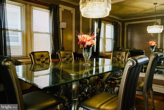 1021 Serrill Ave, Lansdowne, PA 19050 - dining space featuring a chandelier, ornamental molding, and wood finished floors
