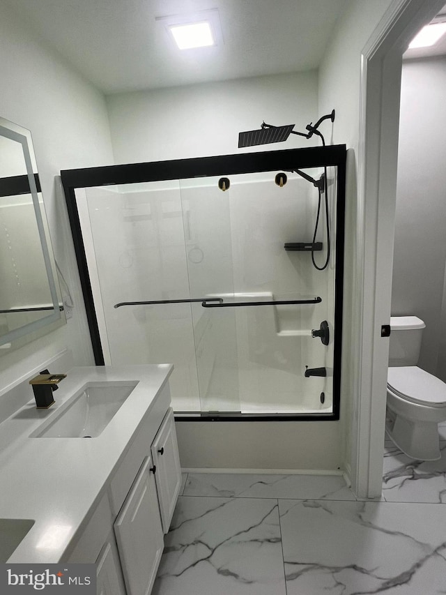 4407 Stanford Ct, Owings Mills, MD 21117 - bathroom with vanity, enclosed tub / shower combo, and marble look tile flooring