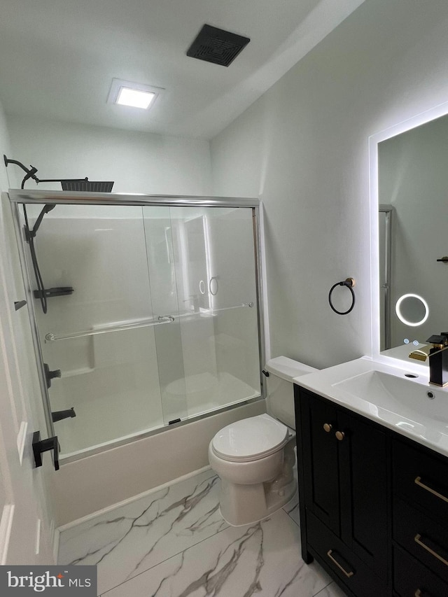 4407 Stanford Ct, Owings Mills, MD 21117 - full bath with vanity, shower / bath combination with glass door, and marble look tile flooring
