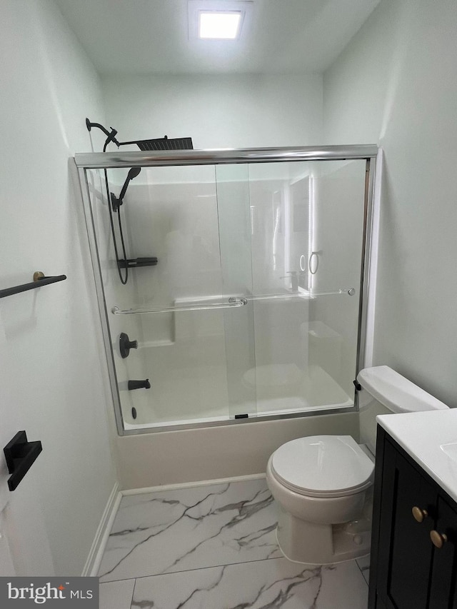 4407 Stanford Ct, Owings Mills, MD 21117 - full bathroom featuring enclosed tub / shower combo, vanity, and marble finish flooring
