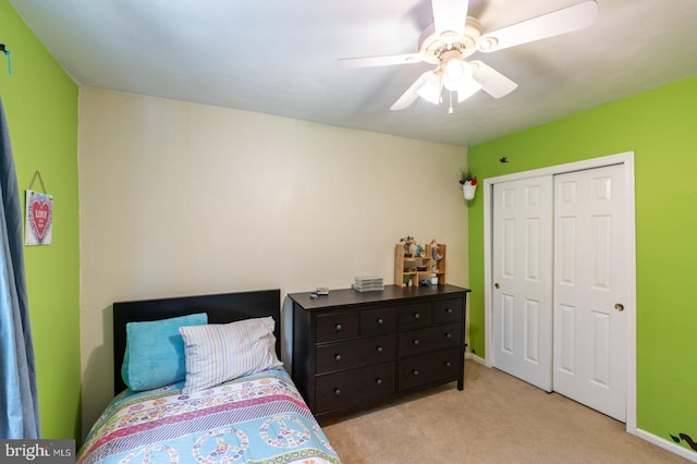 118 Roboda Blvd, Royersford, PA 19468 - bedroom with light colored carpet, a closet, and ceiling fan