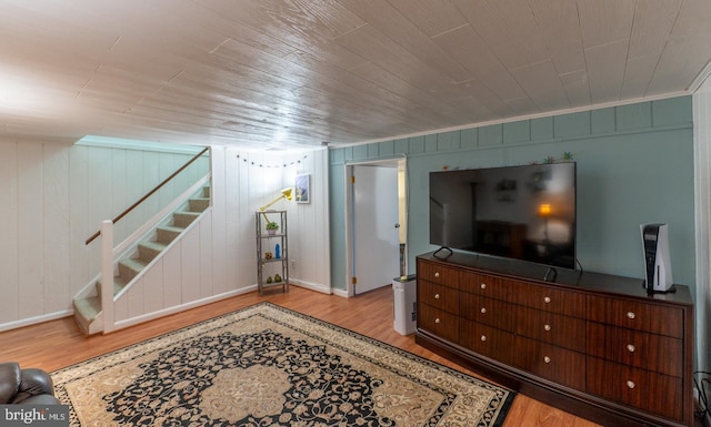 118 Roboda Blvd, Royersford, PA 19468 - living room featuring wood finished floors and stairway