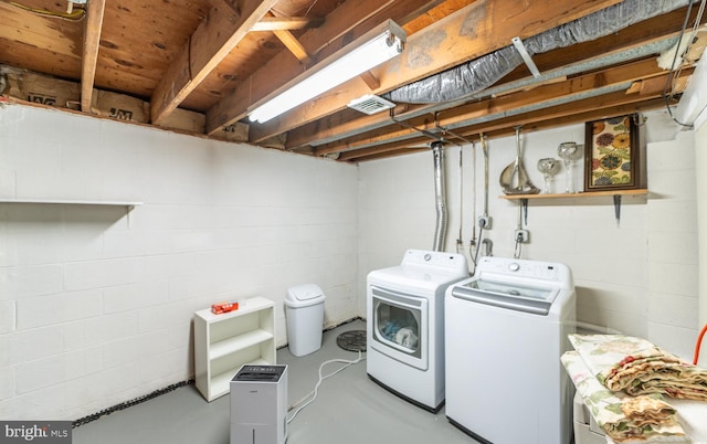 118 Roboda Blvd, Royersford, PA 19468 - laundry area with washing machine and clothes dryer and concrete block wall